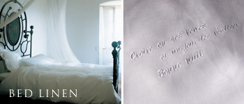 francjour(フランジュール)のオリジナルベッドリネン。イタリアのGIORI社の上質なリネンを使ってお作りしております。