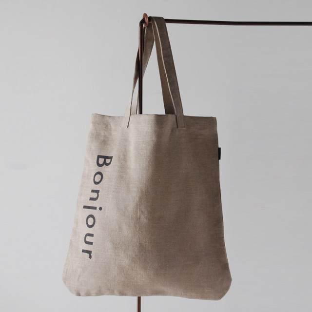 ボンジュールリネンエコバッグ サイドプリント (5040501F1)