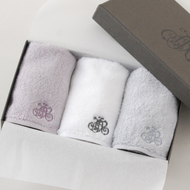 モノグラム ミニタオル3枚セット (ブラン、グリーアルジャン、ラン)