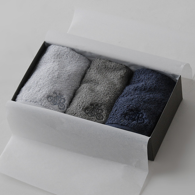 モノグラム ミニタオル3枚セット (グリー、グリーアルジャン、ブルーマリーヌ)