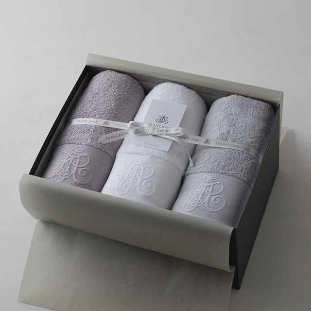 モノグラム バスタオル3枚セット ブラン(白)/グリーアルジャン/ラン