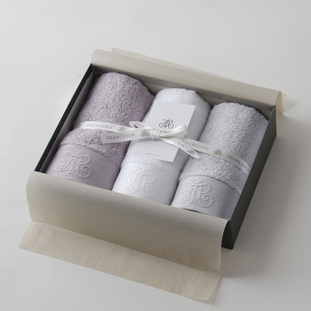 モノグラム ゲストタオル3枚セット / ブラン(白)/グリーアルジャン/ラン