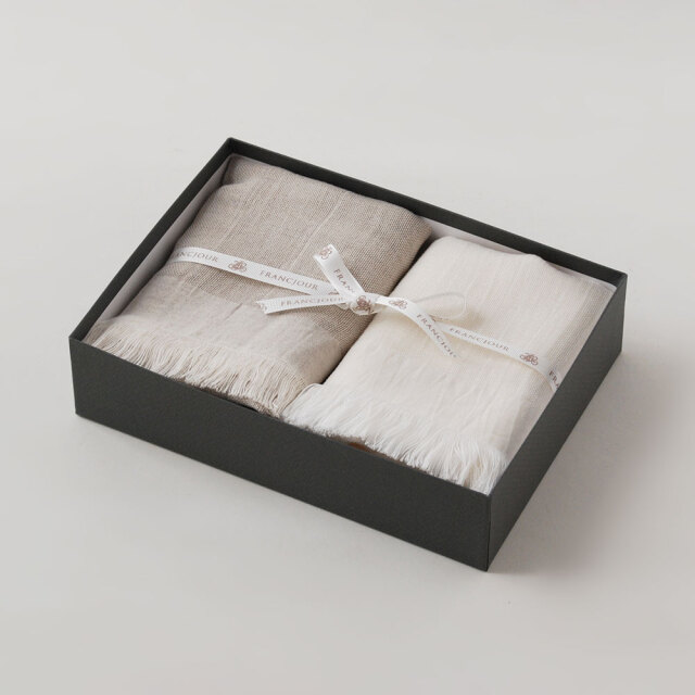 フラン フェイスタオル2枚セット ブラン/ナチュラル