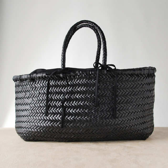 レザーバスケット 巾着付 BAMBOO BIG ブラック / DRAGON