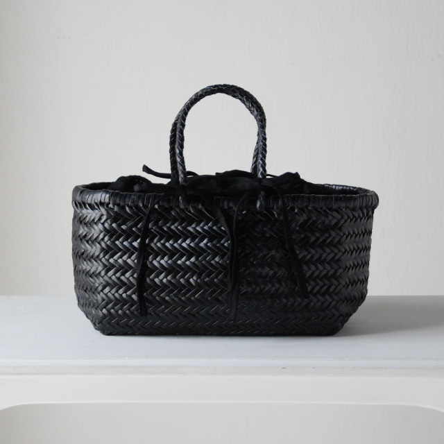 レザーバスケット 巾着付 BAMBOO SMALL ブラック / DRAGON