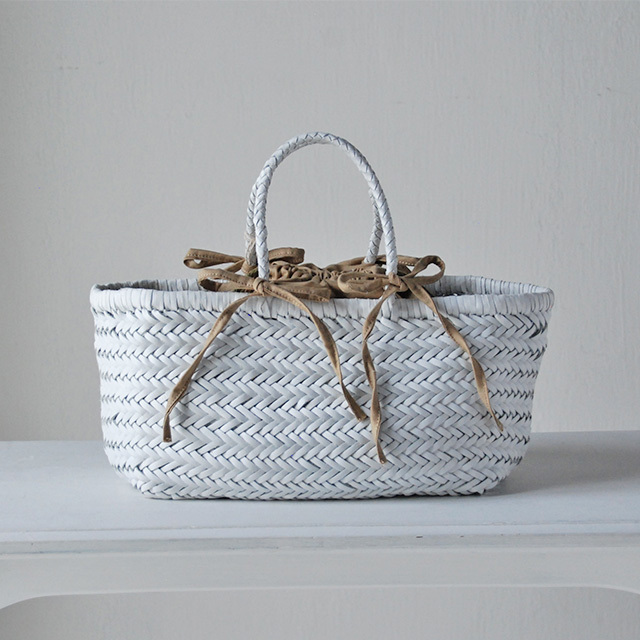 レザーバスケット 巾着付 BAMBOO SMALL ホワイト / DRAGON