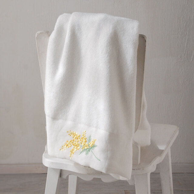 ミモザ リネンヘムバスタオル/ブラン (10704101B)
