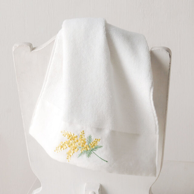 ミモザ リネンヘムフェイスタオル/ブラン (10704102B)