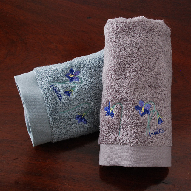 スミレ刺繍 ゲストタオル (1070703)