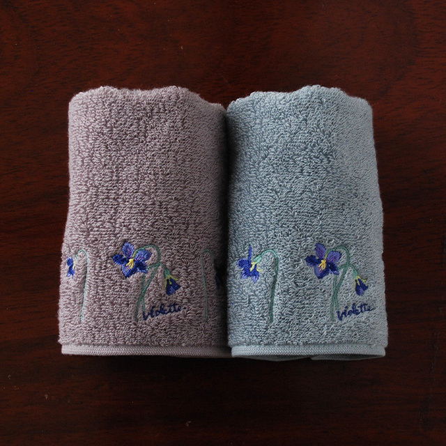 スミレ刺繍 ミニタオル (1070704)