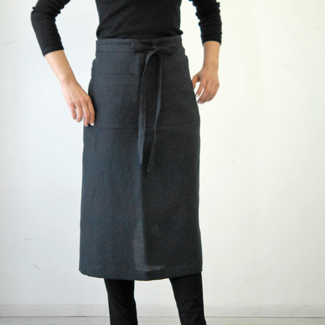 ギャルソンリネンエプロン (3010501CH) / チャコール