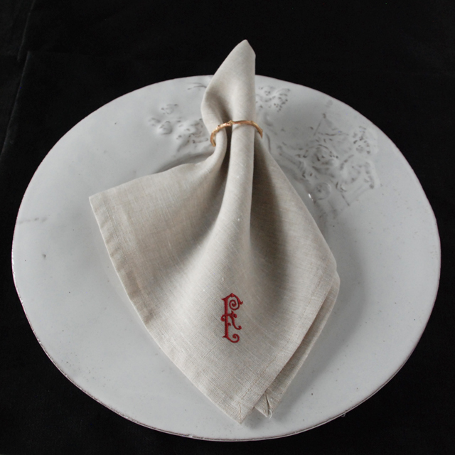テーブルナプキン/ブラン・ボリート(ロゴ刺繍入り)45×45 (3030103)