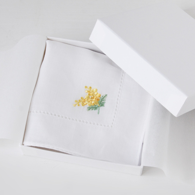 ミモザ ピコリネンハンカチ  ギフトボックス入り