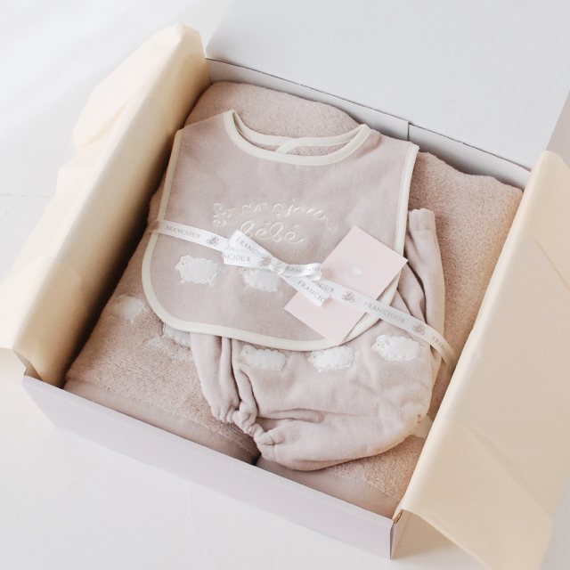 ミニョン おくるみ&バスタオル&スタイ&ブルマーセット/2カラー